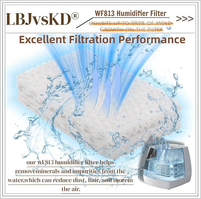 Replaces for Equate Humidifier Filters Replacement WF813-6pk, Cool Mist Humidifiers Wick Filters, Fits Relion RCM832/RCM-832N, Procare PCWF813, Protec, Equate EQ-2119-UL/EQWF813