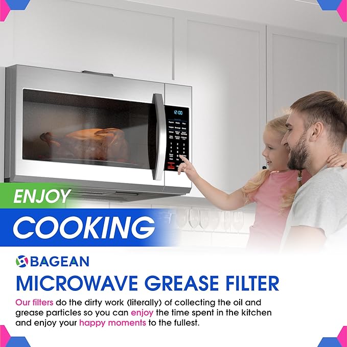 Microwave Filter Replacement 13.3" x 5.85" WB06X10596 GE Microwave Filter Fits Whirlpool Samsung Maytag - Aluminum Mesh Screen Grease Filters - Filters Air Entering Over the Range Oven Vent Fan (2-Pk)