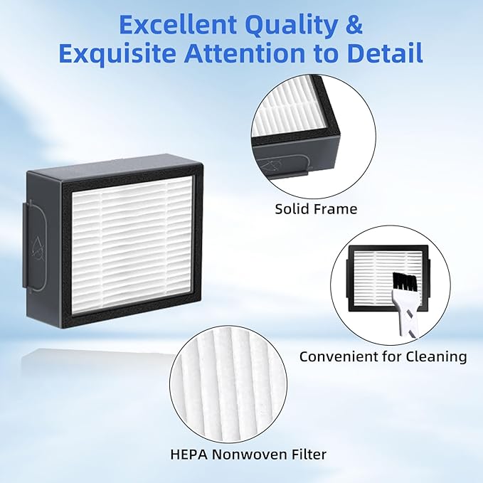 12-Pack High-Efficiency Filters Replacement Compatible for iRobot Roomba E, I, J Series i1 i1+ i3 i3+ i4 i5 i5+ j5 j5+ i6 i6+ i7 i7+ i8 i8+ E5 E6 E7 Robot Vacuum Accessories, NOT for J7 J7+ j8+ j9+