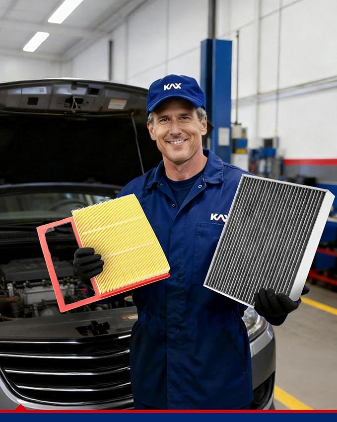 KAX Engine & Cabin Air Filter Kit, Replacement for Ford Fusion 2013-2020 2.0L, SSV Plug-In Hybrid 2019-2020, Lincoln MKZ 2013-2020 2.0L, Replace# CA11482 CF11775