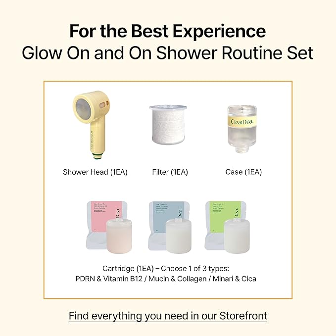 Glow On and On Mucin & Collagen Shower Cartridge – Vitamin C Filter Refill for Smooth, Hydrated Skin – Fragrance-Free, Easy to Replace, Stocking Stuffer Skincare Gift