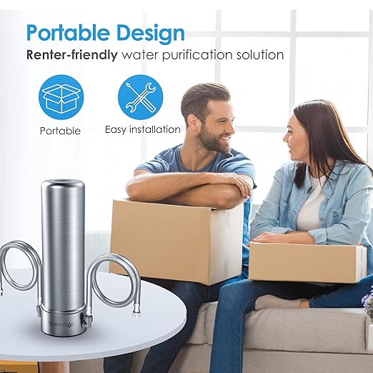 Waterdrop AS13 Under Sink Water Filter System, Reduces Lead, Chlorine, Bad Taste & Odor, PFAS, NSF/ANSI 42 Certified, No Drilling Required, 6 Stage Stainless Steel Under Sink Water Filtration System