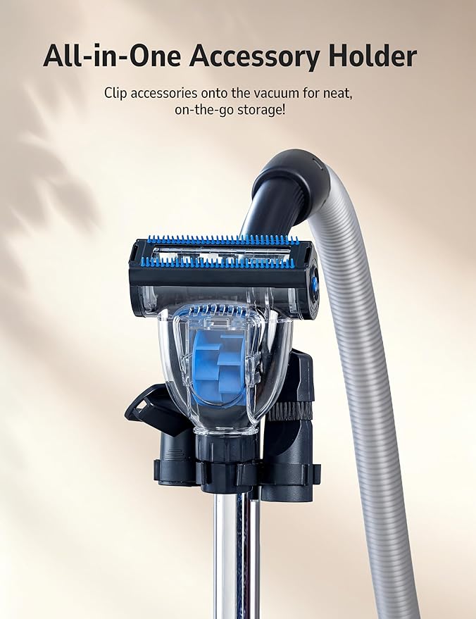 Aspiron 1700W Canister Vacuum Cleaner, 45Kpa Bagless Vacuum Cleaner, Multi-Cyclonic Filtration, 2 Anti-Allergen HEPA Filters, 3.5QT Dust Cup, 4 Tools, Corded Vacuum for Hard Floor, Pet Hair, Violet