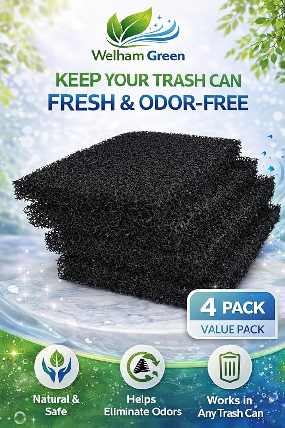 Universal Active Carbon Trash Can Filter Refill Pack (4-Pack) Aftermarket Filter. Naturally Removes Smelly Trash Odors. Fits Most of The Popular Trash Can Models