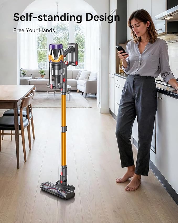 Cordless Vacuum Cleaner, Upgraded 55KPA 650W 70Mins Stick Vacuum with Hurricane Mode, Self-Standing, Touch Screen, 1.8L Dust Cup, Anti-tangle Wireless Vacumm, Vacuum Cleaners for Home/Pet Hair/Carpets