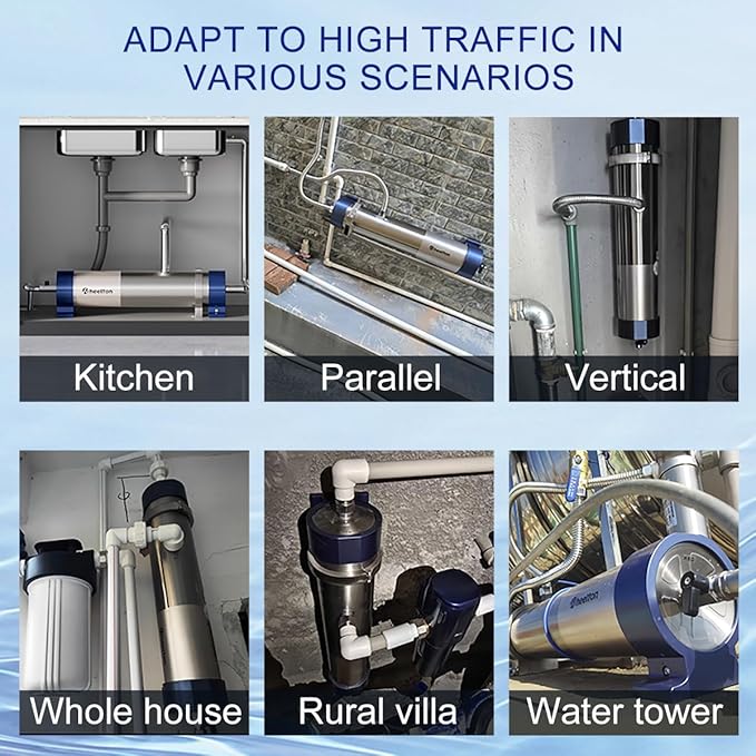 0.01 Micron Whole House Water Filter System, Ultrafiltration Water Filtration System with 3-5 Year Lifespan, Pre-Filtration Sediment Filter for Well & City Water (8.8 GPM / 52,834 GL) - UF4