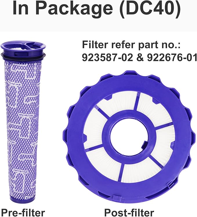 Portek Filter Assembly Replacement Intended for Dyson DC40 DC42 UP16 UP19 Light Slim Ball Multi Floor 2 Upright Vacuum Cleaners, Pre Post Filters Compare to Part No. 922676-01 & 922676-02