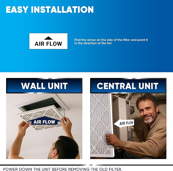 16x20x4 MERV 13 Air Filters, 2-Pack, Actual Size: 15.88” x 19.88” x 4.31”, Pleated Design with Enhanced Filter Media for Superior Filtration,Perfect for HVAC, AC & Furnace Systems