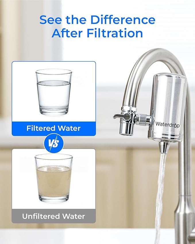 Waterdrop FF-03A Water Filter Replacement for Waterdrop WD-FC-06/FC-01/FC-02, Water Filter for Sink Faucet, Faucet Water Filter, Reduces Chlorine, Heavy Metals and Bad Taste