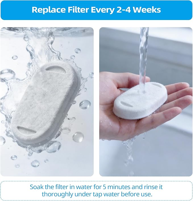 Cat Water Fountain Filter, 16 Pack Cat Fountain Replacement Filters for 67oz/2L & 108oz/3.2L Stainless Steel Pet Water Dispenser, Triple Filtration Activated Carbon Filters for Cat and Dog