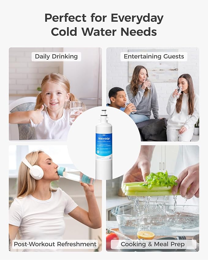 Waterdrop WD-F19C Replacement for GE® RPWFE®, RPWF (Built-in CHIP) Refrigerator Water Filter, Compatible with GFE28GYNFS, GFE28GELDS, PFE28KELDS, PFE28KYNFS, GFD28GELDS, PWE23KELDS, 3 Filters