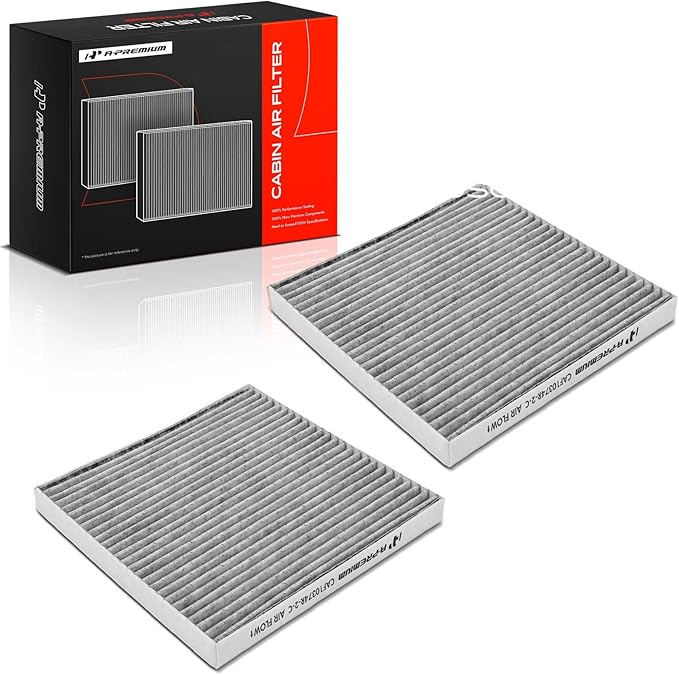 A-Premium 2-PC Cabin Air Filter with Activated Carbon Compatible with Toyota, Dodge & Pontiac Models - Tacoma 2005-2023, Dart 2013-2016, Vibe 2003-2008