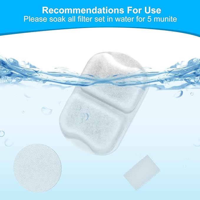 16 Packs Dog Water Filter Replacement, Cat Water Fountain Filter Compatible with oneisall 7L/230oz/1.8G Stainless Steel Dog Water Fountain