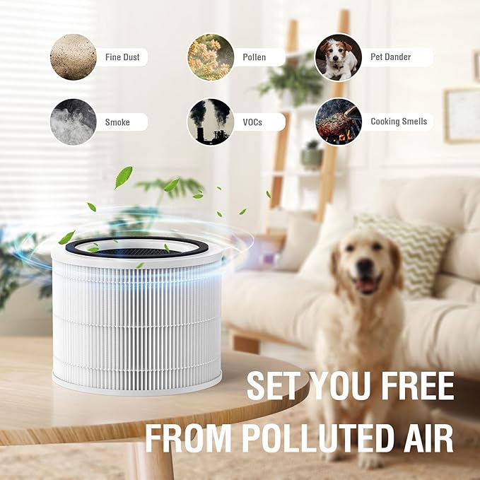 2 Pack 240 Replacement Filter Compatible with Puro 240 Air Purifier, 3-in-1 Air Purifier Filter with Activated Carbon Filters