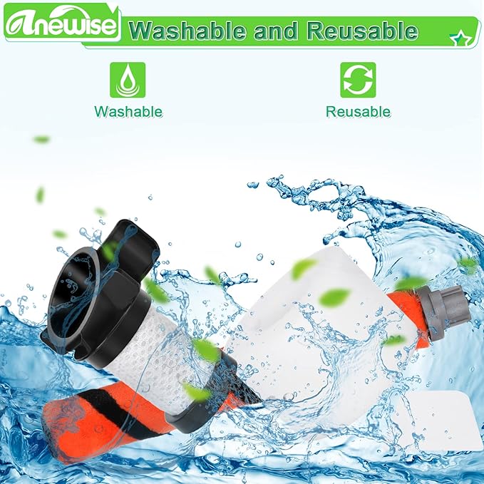 Anewise Filter Replacement for Shark ION Flex Duo Clean IF100 F80 UF280 IF200 IF201 IF202 IF203Q IF252 IF281 IF282 Cordless Vacuum, 2 HEPA + 4 Foam Felt Filters +1 Brush, Part # XPREMF100 & XPSTMF100