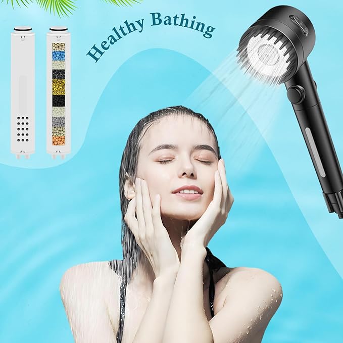 2-Pack Replacement Shower Filter Cartridge Compatible with Vatex DY4YH Handheld Shower Head,Water Softener Filter for Hard Water Reduce Chlorine and Harmful Substances