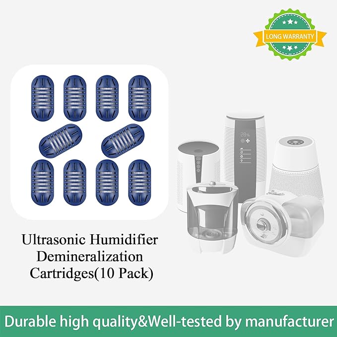 10Pack Demineralization Cartridge for HoMedics Ultrasonic Humidifier Demineralization Cartridge Filter UHE-HDC4, Eliminate White Mist|Prevent Hard Water Build-Up|Filter Mineral Deposits