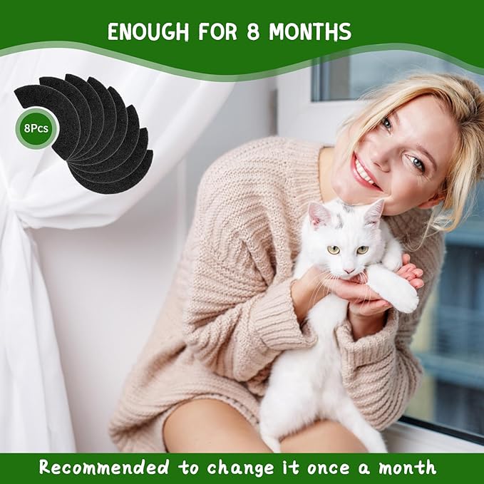 8 Pack 0.5" Thickened Activated Carbon Filters Compatible with LR 4 Connect, Automatic Cat Litter Box Filters Replacement Charcoal Filter Sheet to Absorb Odors Control Pet Damp Keep Home Fresh