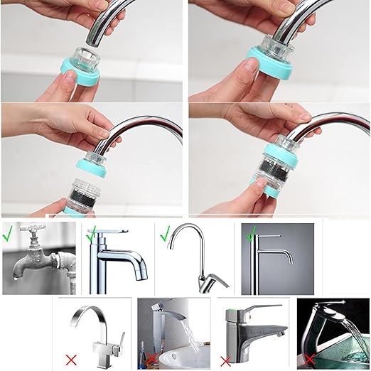 2 Pack Faucet Water Filter, Faucet Mount Filters Purifier Kitchen Tap Filtration Activated Carbon Removes Chlorine Fluoride Heavy Metals Hard Water for Home Kitchen Bathroom(White)