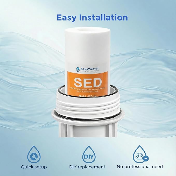 5 Micron PP Sediment Water Filter Cartridge 10" x 2.5" Whole House Replacement Compatible with All Standard 10-Inch RO and Well Water Filter Systems, HF-150A, WH-S200-C, AP11T, 6 Pack