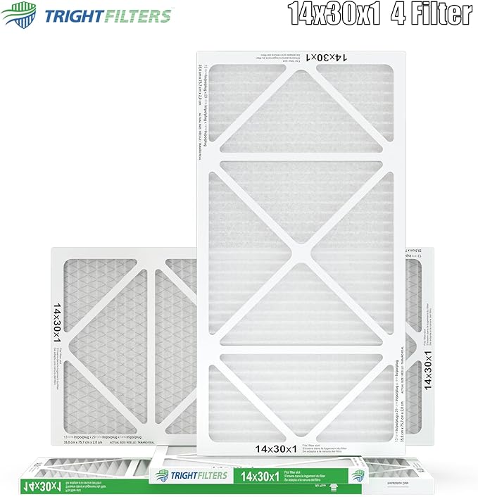 TRIGHTFILTERS 14x30x1 Air Filter 4 Pack, MERV 8 Pleated Dust Defense Air Filters Replacement Air Conditioner HVAC AC Furnace Filter, Durable and Lightweight