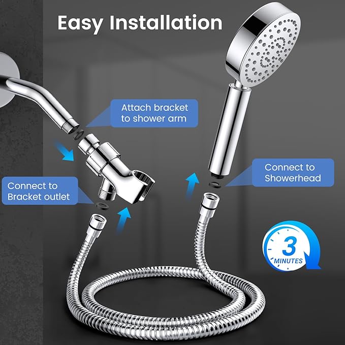 FEELSO Filtered Shower Head with Handheld, 6 Spray High Pressure ALL METAL Shower Head with Filters for Hard Water - Remove Chlorine, Reduce Dry Itchy Skin, Extra-long 72" Hose and Brass Holder