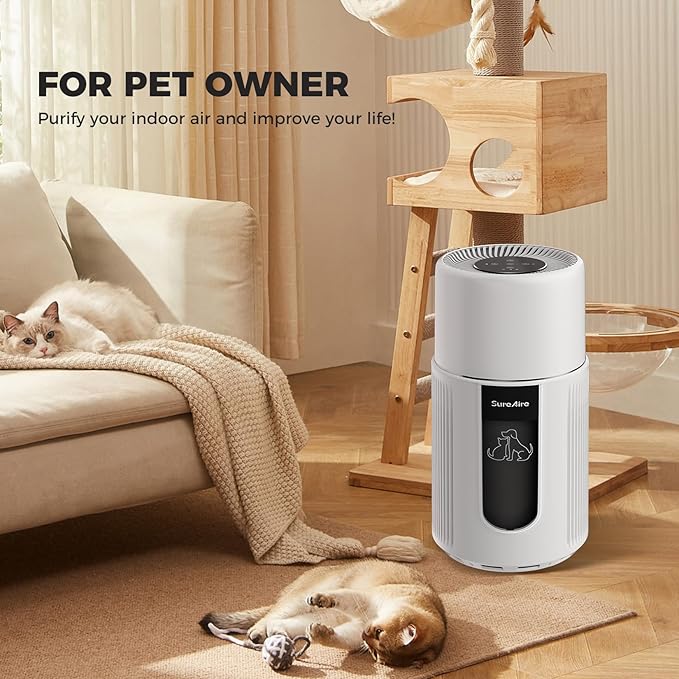 Pet Air Purifier for Home, H13 HEPA Filter for Dog Cat Hair, Dander, Odors, Dust, Air Purifiers for Dorm Room and Multi-Pet Households with Sleep Mode, Auto Mode