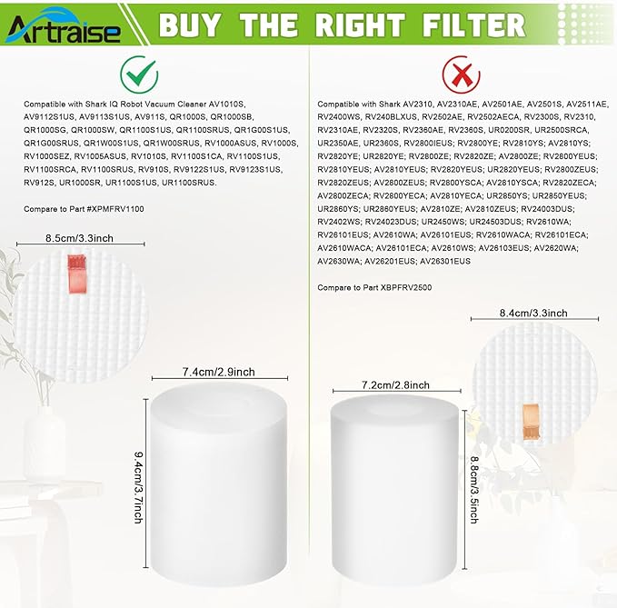Vacuum Filter Replacement Compatible With Shark IQ Robot R101AE, RV1001AE, UR1005AE, RV912S, UR1000SR Self-Empty Base, Compare to Part # 106KY1000AE (4 Pack)