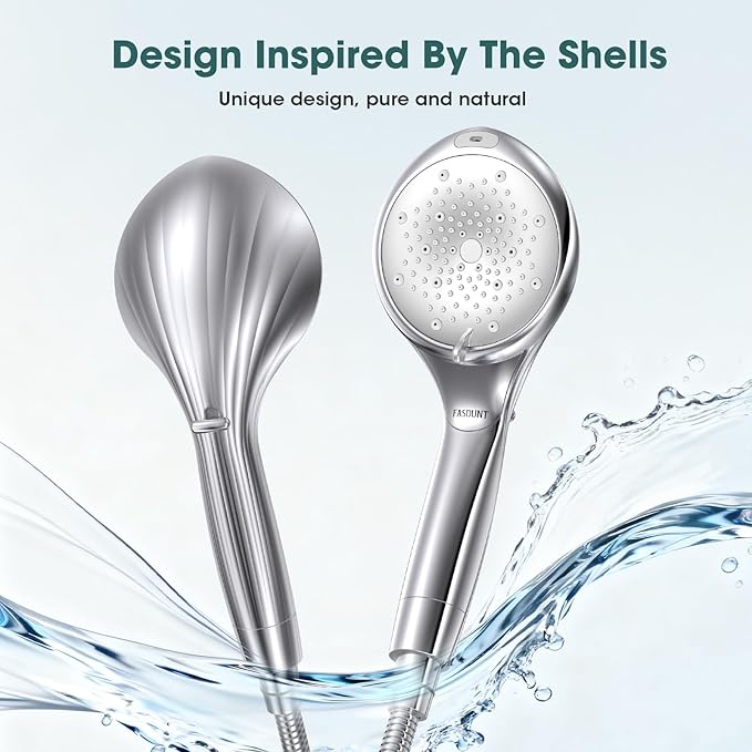 FASDUNT Shower Head with Handheld, High Pressure 8-Mode Filtered Shower Head with 80" Extra Long Stainless Steel Hose & Adjustable Bracket, Built-in Filter for Hard Water -Remove Chlorine, Chrome
