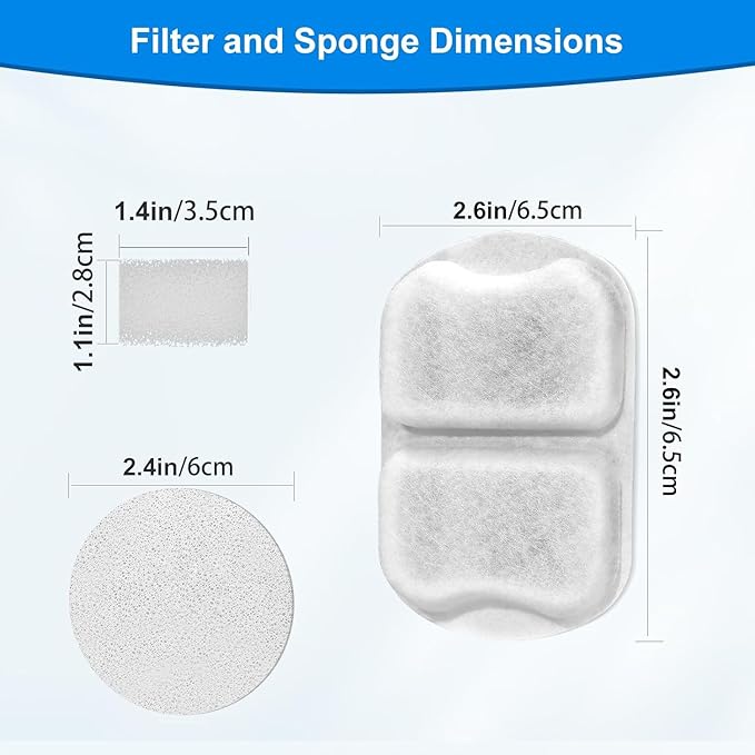 32 Sets Replacement Filters-Dog Water Fountain Filters for Large Dogs, Pet Water Filters Compatible with oneisall 7L/230oz/1.8G Stainless Steel Dog Fountain