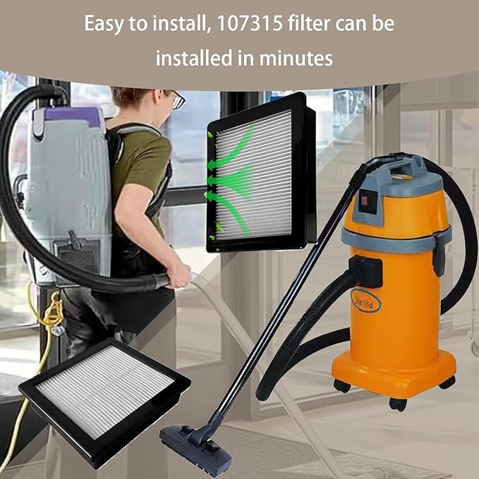 107315 Vacuum HEPA Filter Replacement Proteam Super Coach Pro 6, GoFree Flex Pro, Super Coach Pro 10,and ProVac FS 6 Vacuum Compatible with ProTeam Twin Pack Filter (2Pcs).