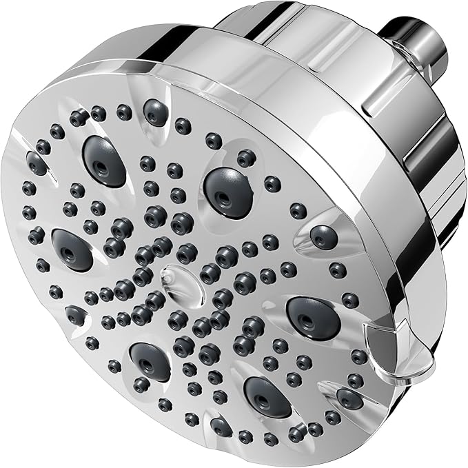 High Pressure Shower Head with Filter for Hard Water - 20-Stage Filter & 7 Spray Modes for a Gentler Shower, Includes 2 Water-Saving Pause Modes (FM-002 Chrome Plated)