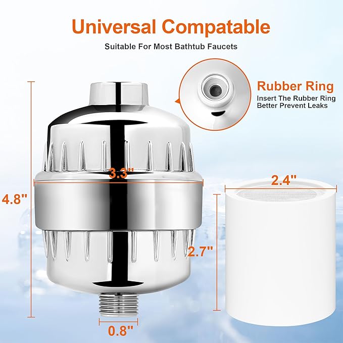 BBLIFE Shower Filter for Hard Water - High-Output Purifying Shower Head Removes 99% Chlorine, Lead, Fluoride & Toxins - Softens Water, Prevents Scale, Revitalizes Skin & Hair - Easy Install