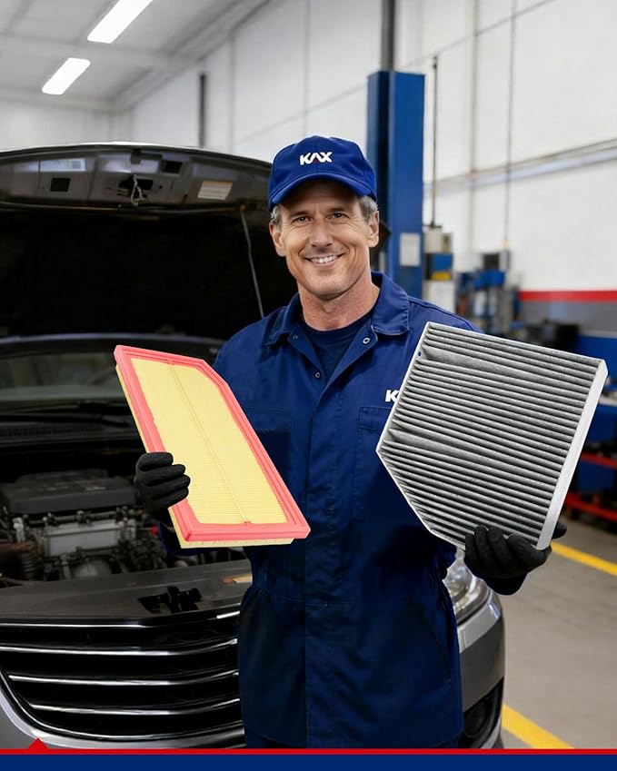 KAX Engine & Cabin Air Filter Kit, Replacement for Mercedes-Benz GLC300 2020-2023 2.0T, C300 2019-2023 2.0T, Replace# CA12800 CF11855