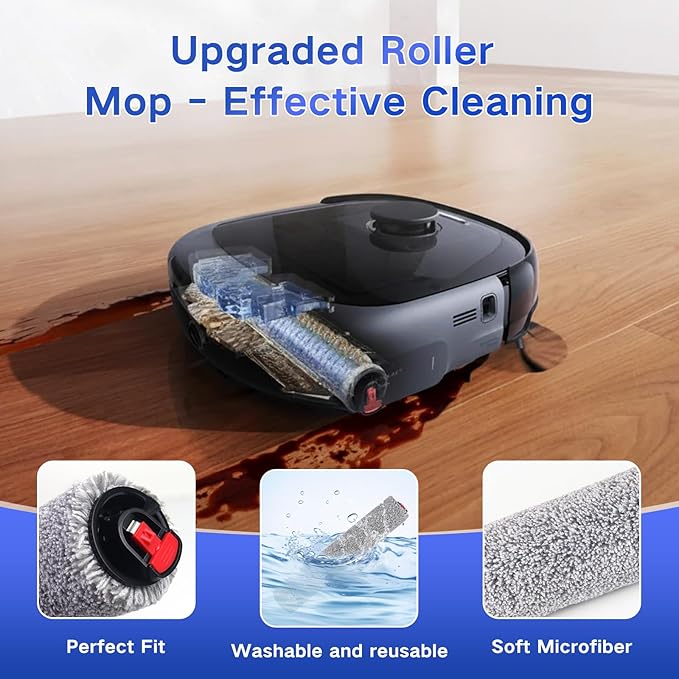 Replacement Parts for Eufy E25 Omni / E28 Omni Robot Vacuum Cleaner Accessories, 1 Rolling Brush, 1 Roller Mop, 2 Filter,4 Side Brush, 6 Dust Bag