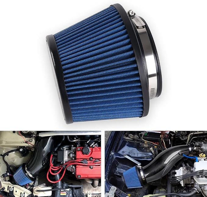 4.5"/115mm Cold Air Intake Filter, High Performance, Washable Filter, Clamp-On Replacement Air Filter Mushroom Head Blue