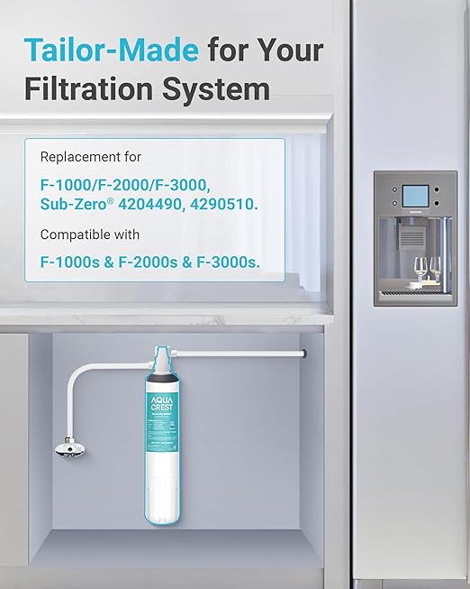 AQUA CREST F-1000 Water Filter, Replacement for InSinkErator® F-1000, F-2000, F-3000, AquaPure AP Easy C-Complete, 500 Gallons, NSF/ANSI 42, 3 Pack
