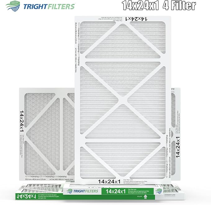 TRIGHTFILTERS 14x24x1 Air Filter 4 Pack, MERV 8 Pleated Dust Defense Air Filters Replacement Air Conditioner HVAC AC Furnace Filter, Durable and Lightweight