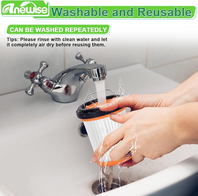 Anewise WV201 Wandvac Filter Replacement for Shark Wandvac ION W1 S87 Cordless Handheld Stick Vacuum WV201BK WV200 WV200C WV201 WV205 WV220 WV221, Replace Part #XHFWV200, 4 Pack Fabric Wand Filters