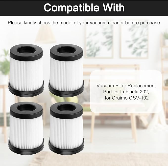 4PCS Hepa Filter For VacLife VL732, For Lubluelu 202, For Fabuletta FSV001, For Girnoor G160 & G165, For Afoddon A300, For Oraimo OSV-102, For Besswin W2 Cordless Vacuum Cleaner, Washable Reusable