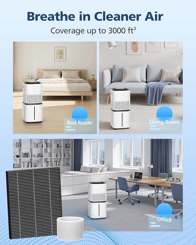 6000S Filter Replacement Compatible with LEVOIT Superior 6000S Smart Evaporative Humidifier, 8 Pack Wick Filters+ 6 Pack Top Fill Filters, Gray