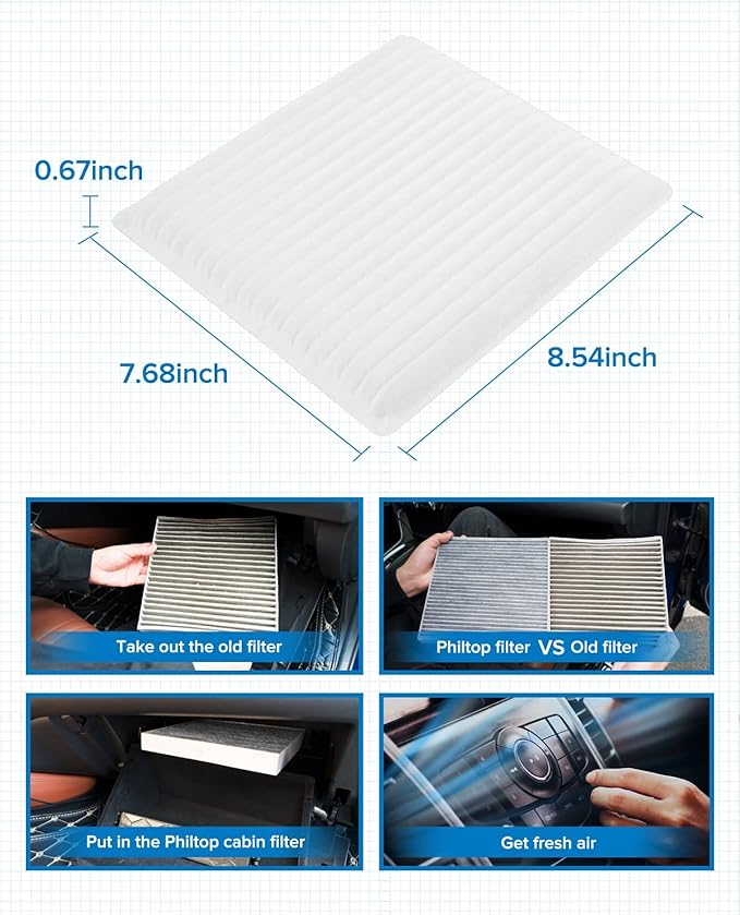 PHILTOP HEPA Cabin Air Filter w/Activated Carbon, Compatible with CF10139 Toyota RAV4 2001-2005, Echo 2000-2005, Scion tC 2005-2010, xB 2004-2006, xA 2004-2006