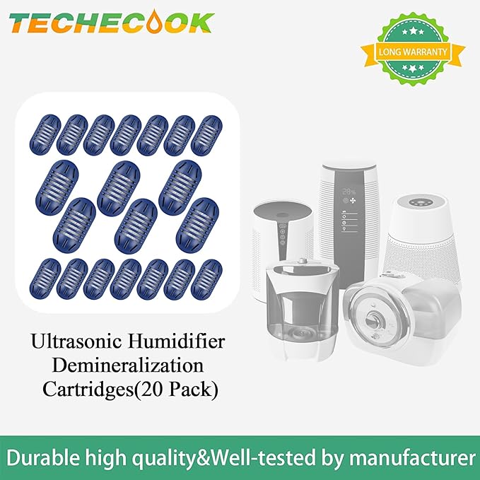 20Pack Demineralization Cartridge Filter UHE-HDC4 for HoMedics Ultrasonic Humidifiers by Techecook, Uhe-hdc4 Demineralization Cartridge for Humidifiers Purifies Water| Filter Mineral Deposits
