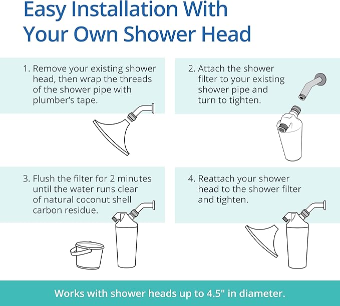 Aquasana Shower Filter | Dermatologist-recommended for softer, healthier skin & hair | Proven to reduce 90% of chlorine for 6 months | High pressure | Chrome wand shower head | AQ-4105CHR