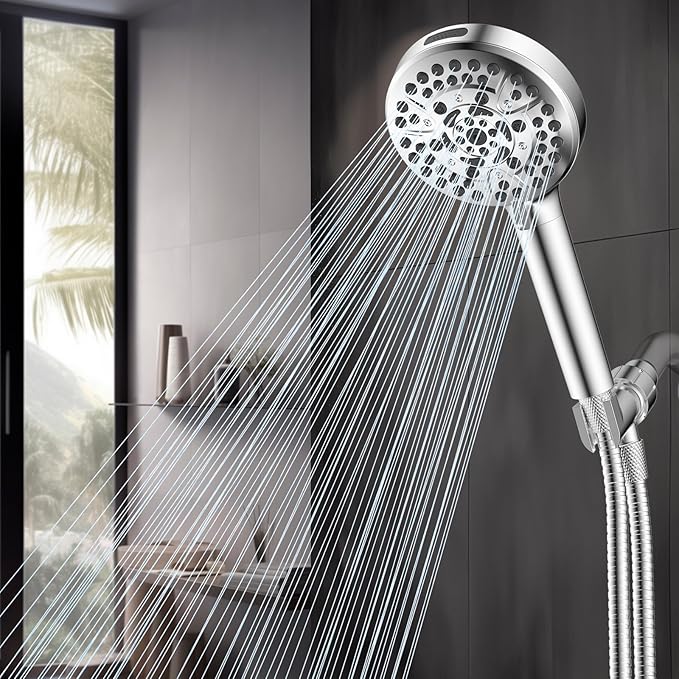 Hibbent Filtered Shower Head with Handheld, High Pressure 10 Spray Showerhead with 3 Filters, Water Softener for Hard Water-Remove Chlorine, Reduces Dry Itchy Skin, Improve Skin& Hair Texture, Chrome
