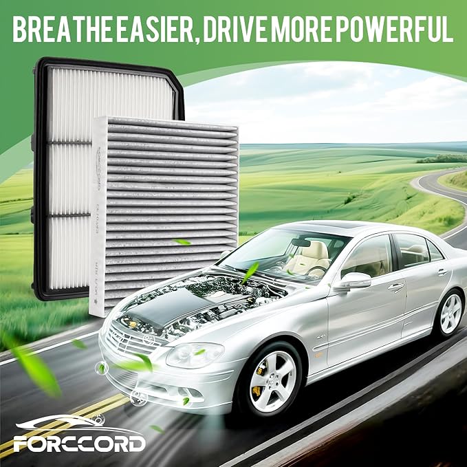 Cabin & Engine Air Filter Fit for 2017-2024 Nissan Titan V8 5.6L Activated Carbon Cabin Filter Replace#CF10743 16546-EZ31A Car Accessories