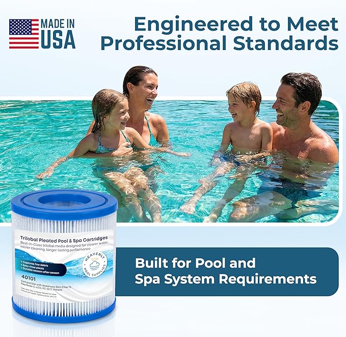 Pool, Spa, & Hot Tub Filter Cartridge, Trilobal Media — Replaces Unicel C-4310, Filbur FC-3077, Pleatco PWW10, Darlly 40101, XLS-435, Aladdin 11003 & More, Compatible with Waterway Skim Filter 10