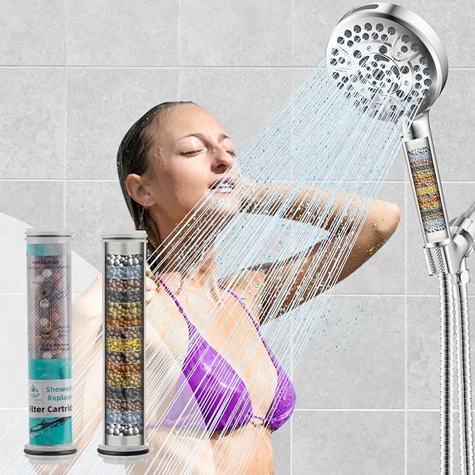Hibbent 2 Pack Replacement Shower Filters Fit Hibbent 10-spray Handheld Shower Head, 20 Stage Showerhead Filter for Hard Water, High Output Shower Filter