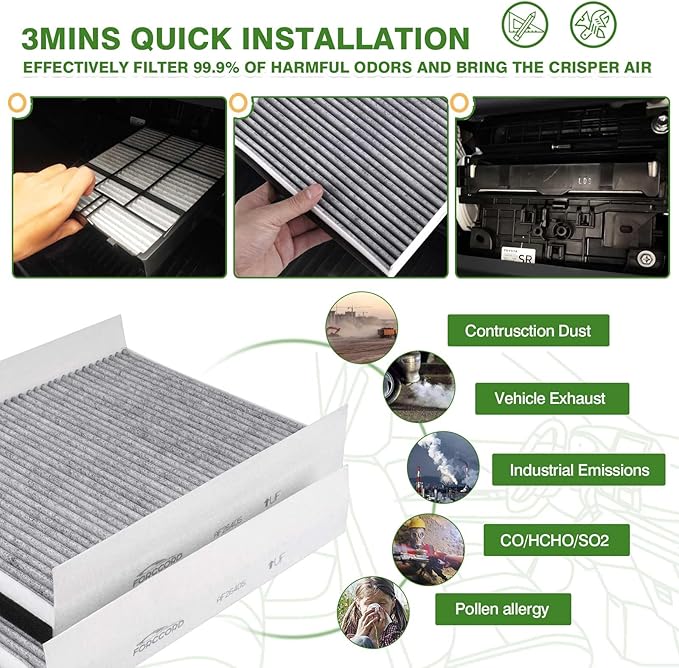 2-Pack HEPA Cabin Air Filter Fits for Volvo VNL 780 760 860 670 630 VN 780 670 VH VHD VNM Trucks Filter Replacement AF26405 Accessories