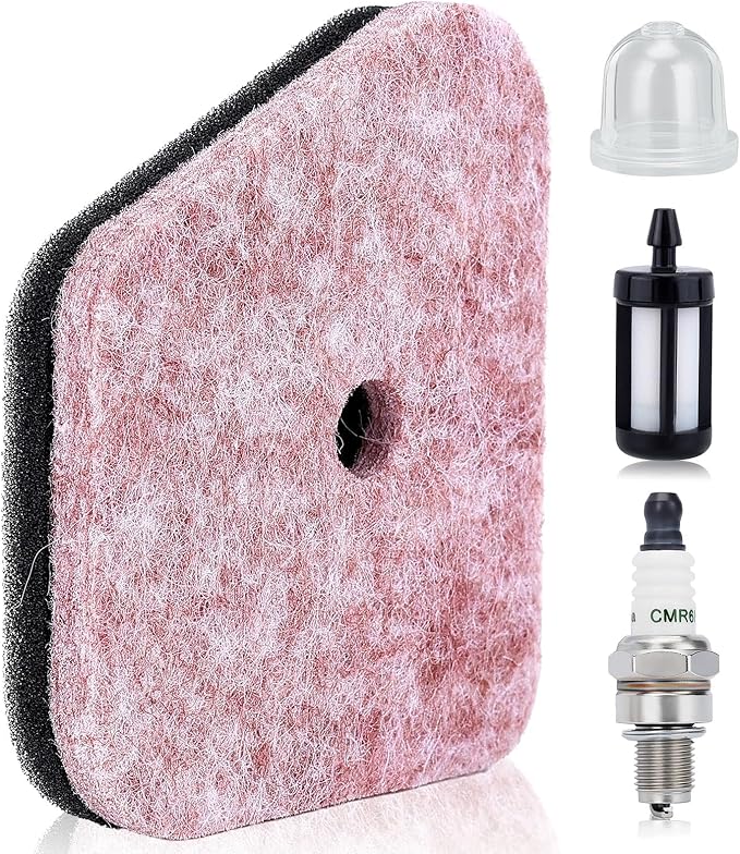FS90r Air Filter Tune Up Kit Compatible with STHIL FS90 FS87 FS100 FS110 FS130 String Trimmer Model Parts FS90 Air Filter Replace 4180-120-1800 with fs90r Primer Bulb Fuel Filter Spark Plug